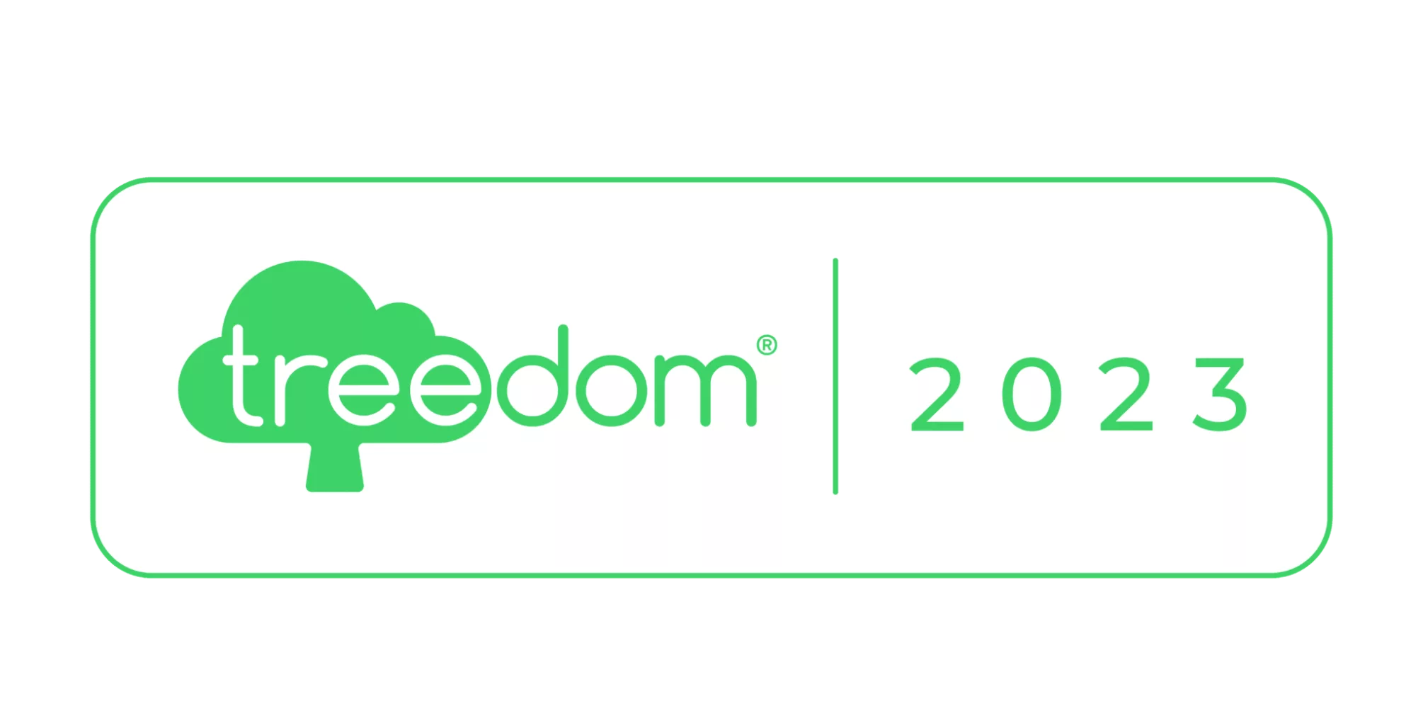 Logo Treedom con albero, anno 2023.